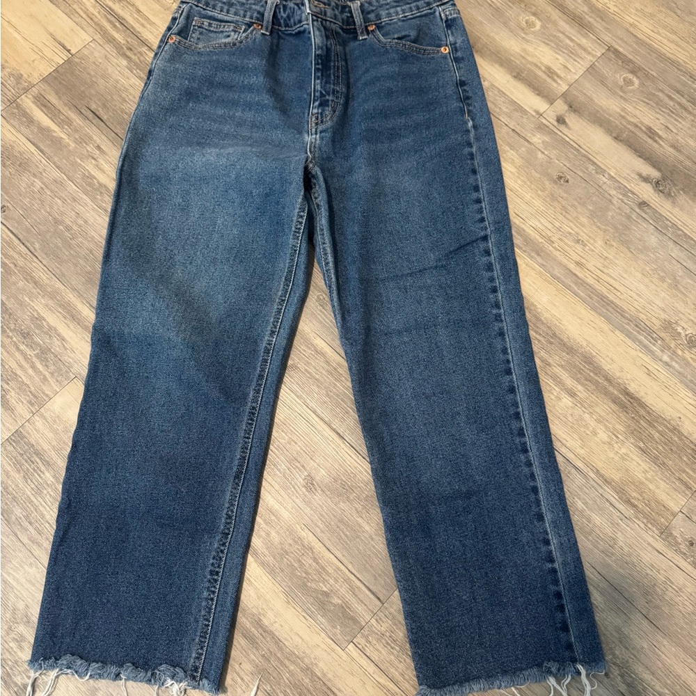 wild fable Dark Blue Cropped Straight-Leg Jeans